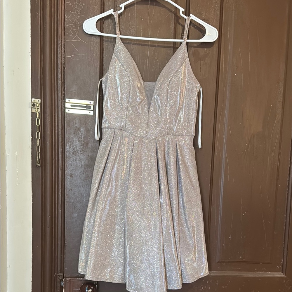 B Darlin Silver Glitter Mini Dress